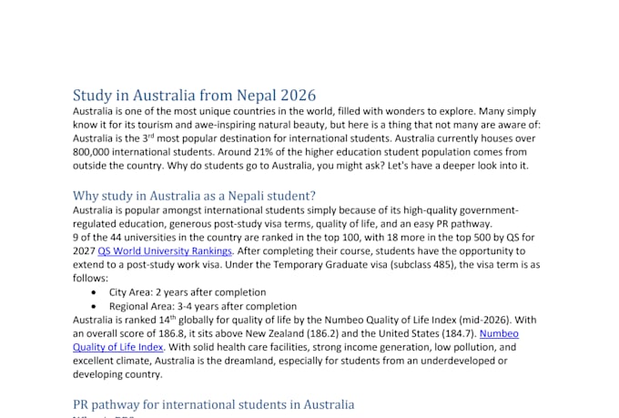 write fact checked study abroad content for south asians